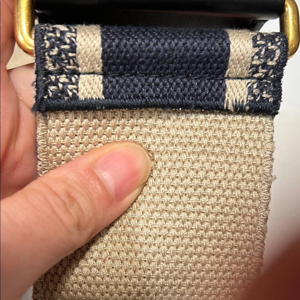 Dior Navy and Beige CHRISTIAN DIOR Woven Canvas Strap - Picture 10 of 12